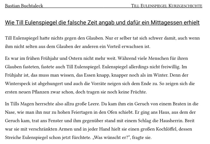Kurzgeschichte: Wie Till Eulenspiegel die falsche Zeit angab und dafür ein Mittagessen erhielt